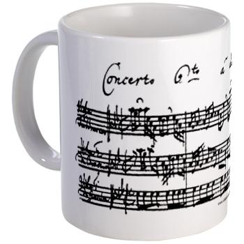 Tazza da tè con manoscritto di Bach, 6° Concerto Brandeburghese con 2 viole soliste