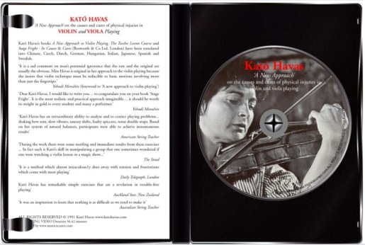 Acquista il DVD didattico sul Nuovo Approccio di Kato Havas. Per prevenire ed eliminare dolori, lesioni fisiche e la paura del pubblico causati dal suonare il violino e la viola