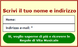 

Scopri come suonare più facilmente eliminando ciò che non serve! e ricevi GRATIS anche le famose Regole di Vita Musicale di un grande compositore che ti potranno servire da ispirazione! width: 161px; height: 200px;